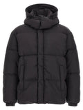 Veste noire longue diesel en polyamide avec capuche et motif matelassé type doudoune