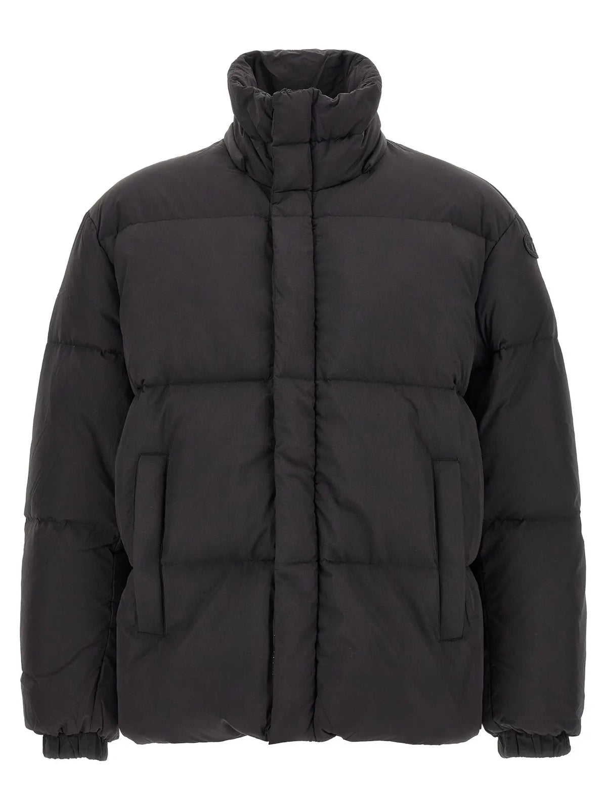 Veste longue diesel noire en polyamide avec col montant et design matelassé pour temps froid
