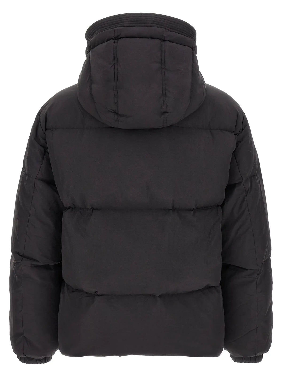 Veste longue diesel noire en polyamide avec capuche attachée et design matelassé en duvet