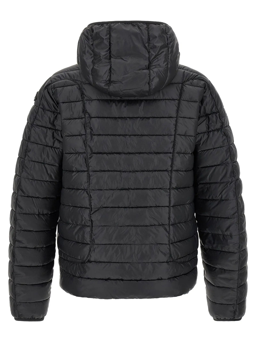 Veste longue diesel noire en polyester avec capuche attachée et rembourrage matelassé horizontal
