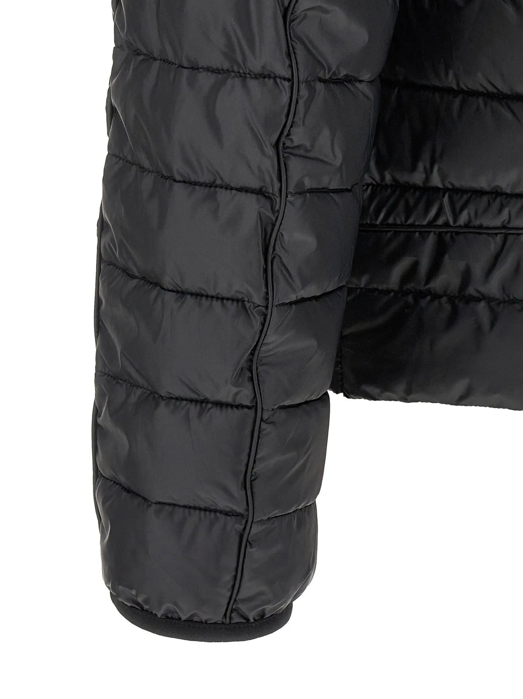 Manche de veste puffer noire matelassée diesel en polyester brillant avec coutures détaillées