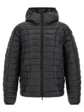 Veste longue diesel noire en polyester avec capuche matelassée et fermeture éclair centrale à lavant
