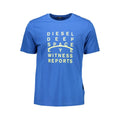 T-shirt diesel blu en coton bleu avec motif jaune deep space eye witness reports pour homme