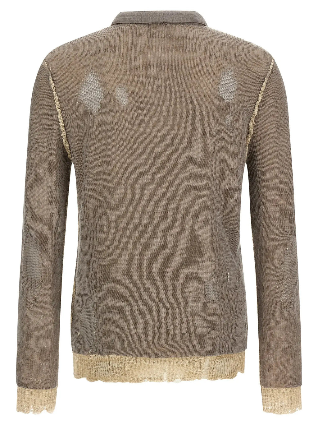 Cardigan diesel gris en coton beige en maille texturée légèrement transparente avec bords effilochés subtils