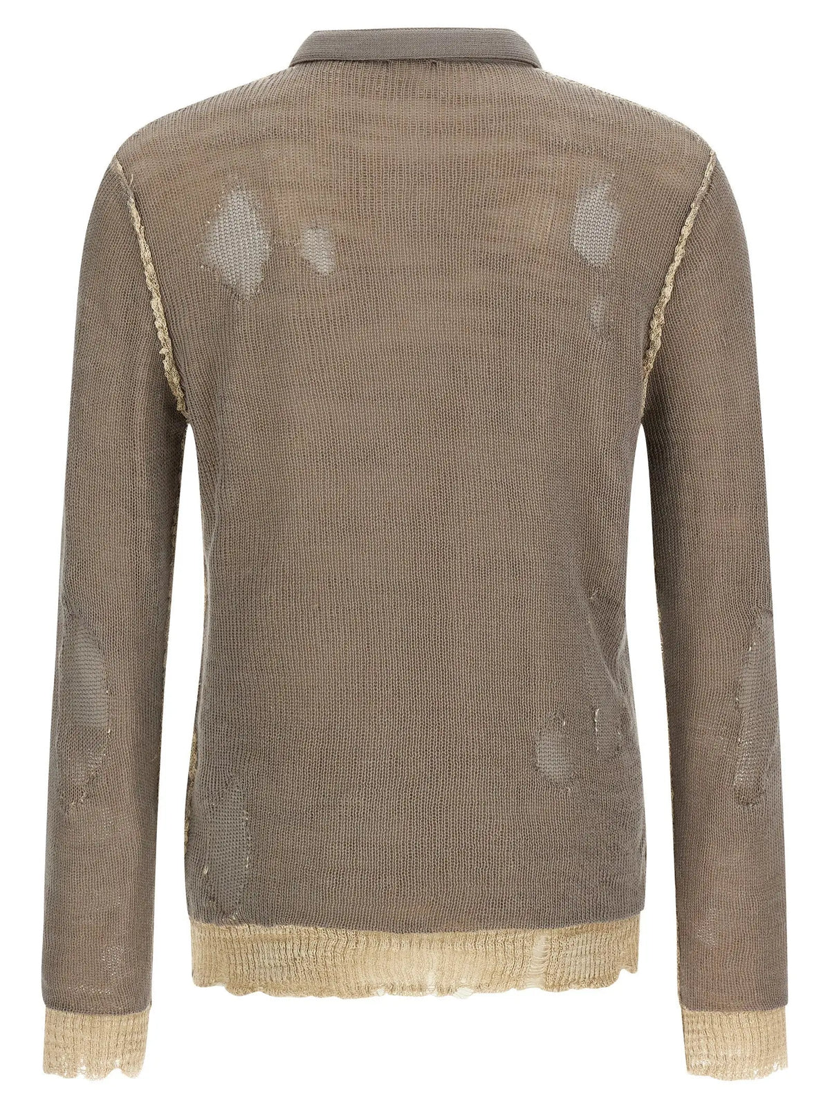 Cardigan diesel gris en coton beige en maille texturée légèrement transparente avec bords effilochés subtils