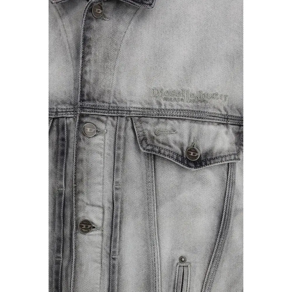 Veste en denim gris diesel en coton avec texture usée subtile et boutons métalliques logo diesel