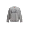 Sweatshirt diesel gris en coton avec logo brodé usé et ourlet effiloché pour un style décontracté