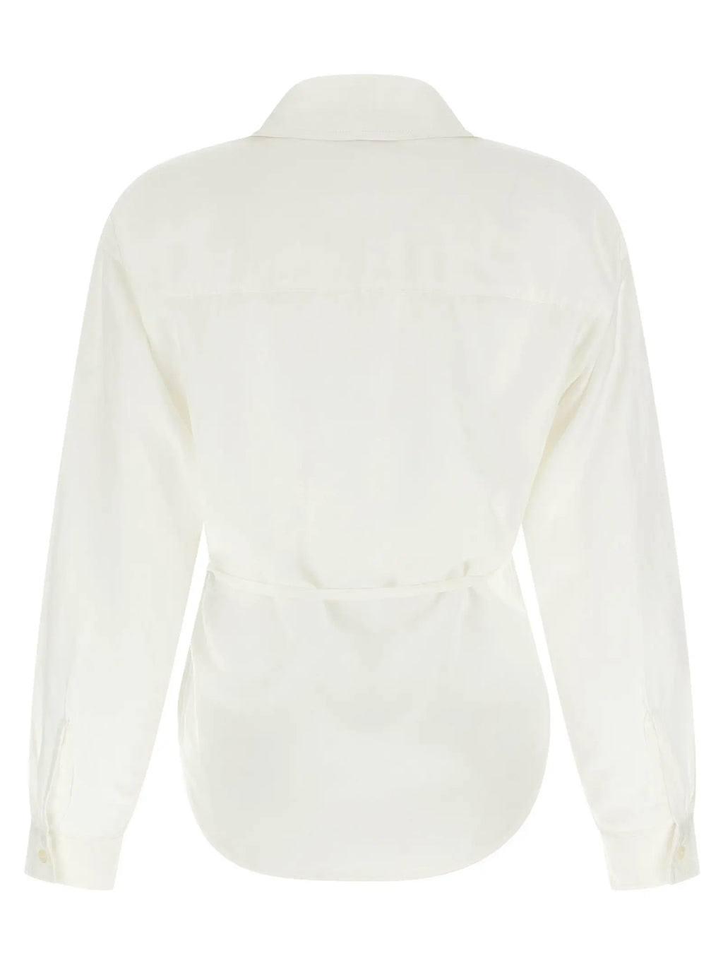 Chemise blanche diesel en modal à manches longues avec ceinture taille pour une silhouette ajustée et légère