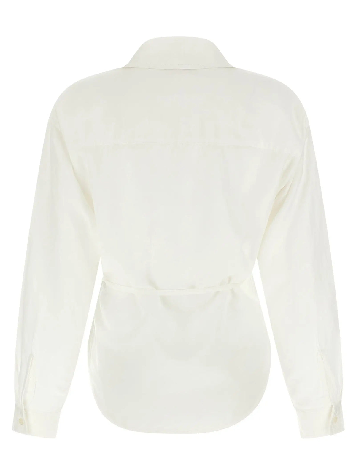 Chemise blanche diesel en modal à manches longues avec ceinture taille pour une silhouette ajustée et légère
