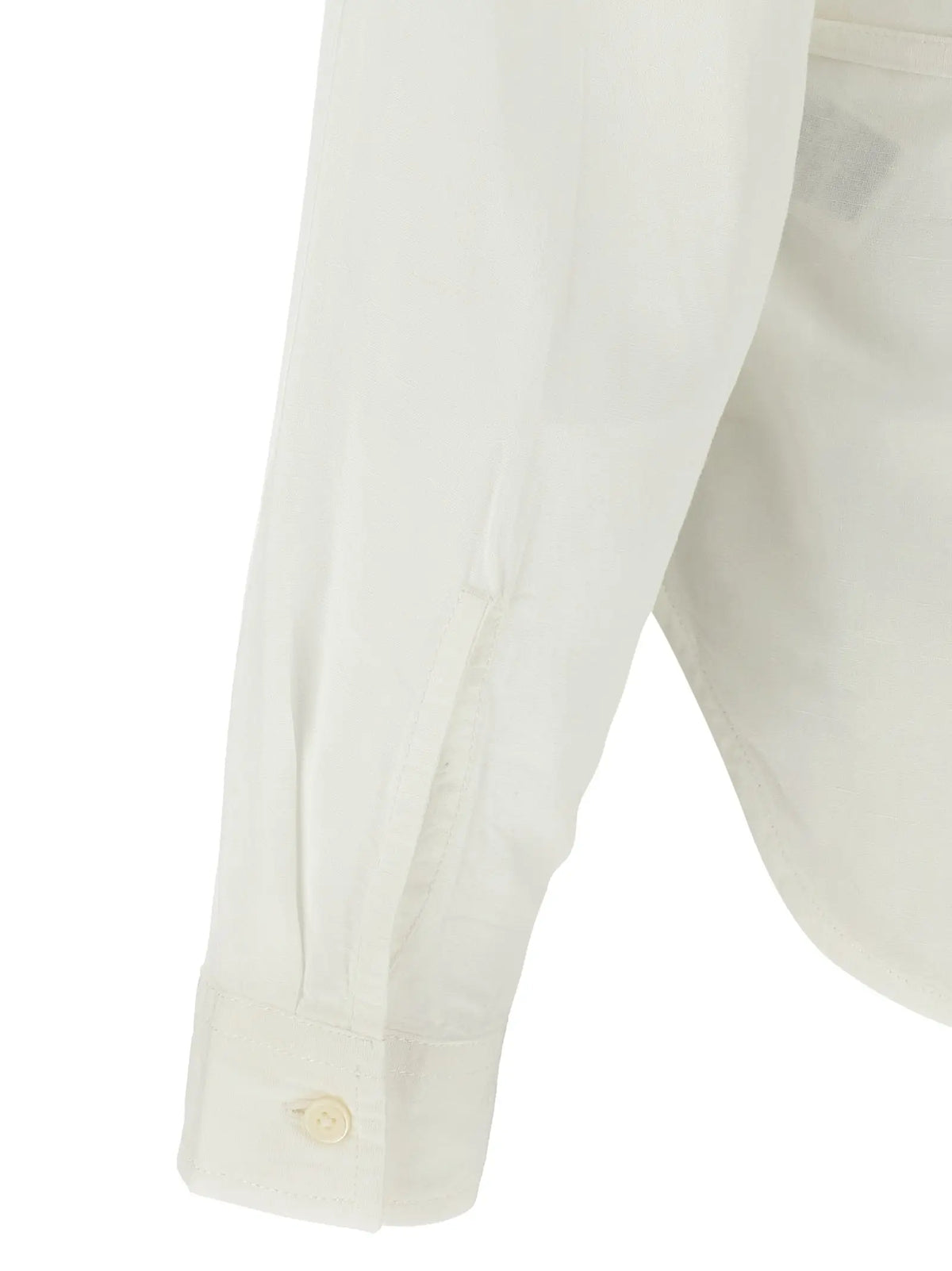 Manche de chemisier diesel blanc en modal avec un poignet plié net et un bouton assorti en coton croquant