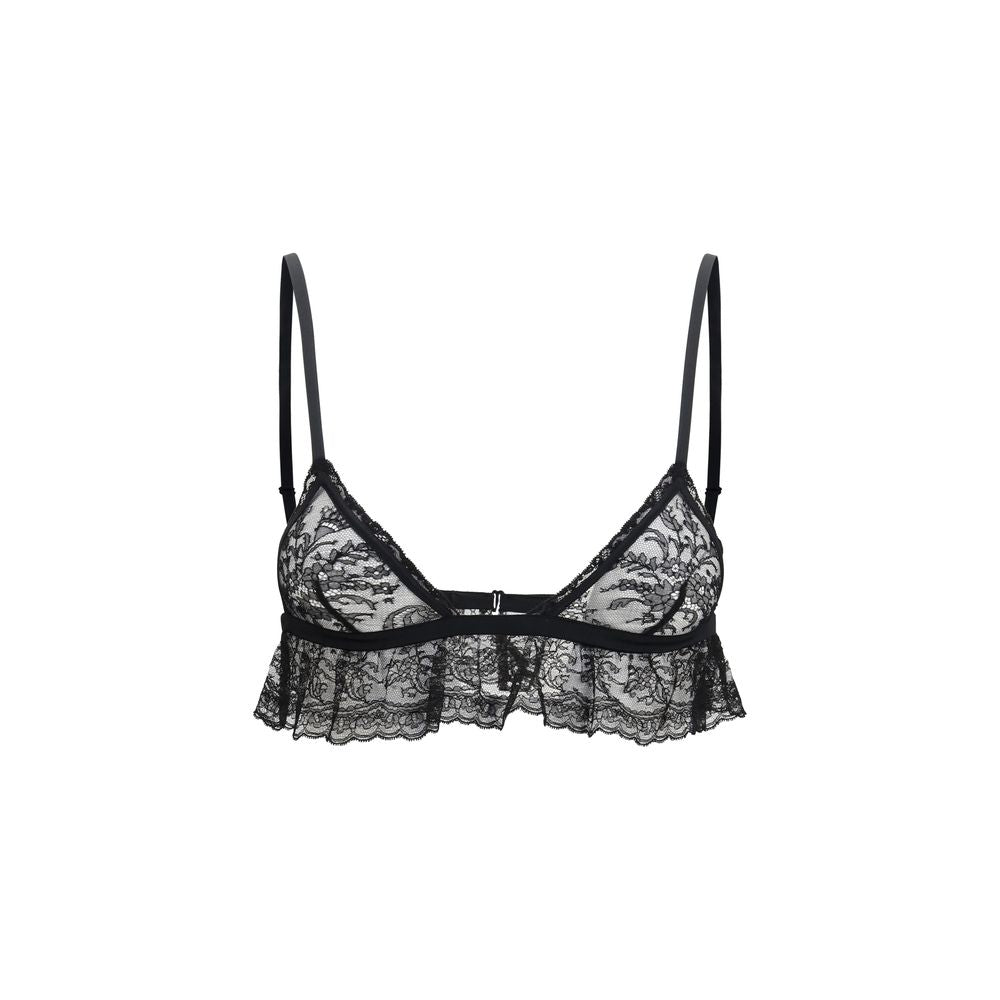 Soutien-gorge en coton noir Dolce & Gabbana avec détails élégants, vue de face montrant la matière et la coupe.