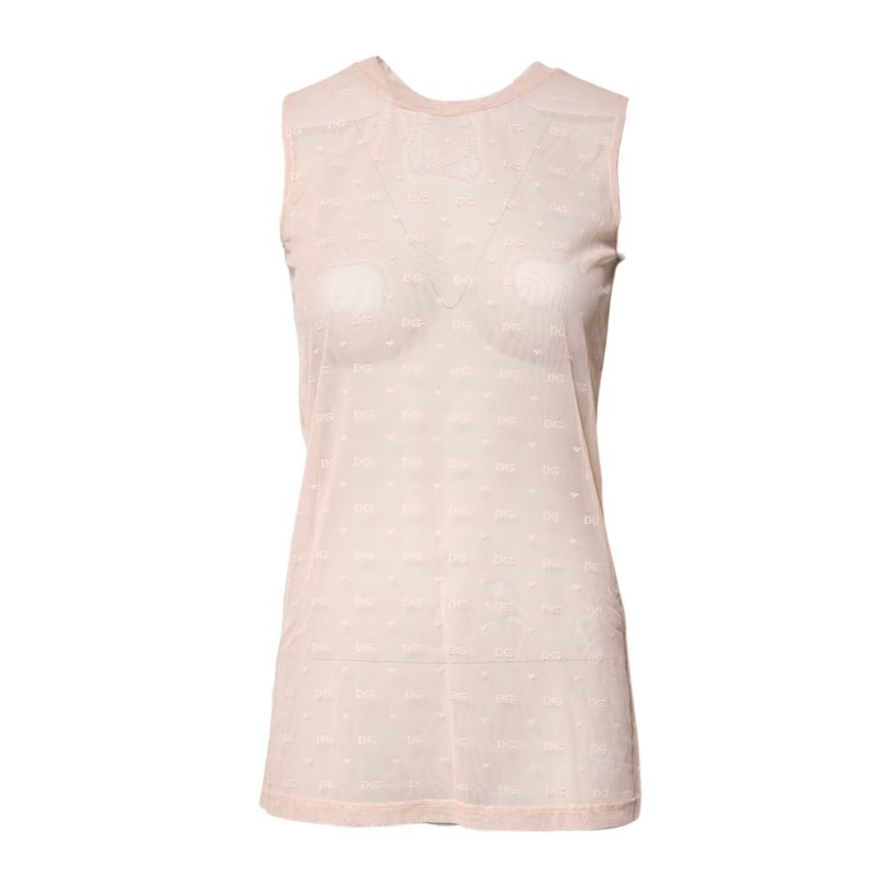 Blouse en nylon beige de Dolce & Gabbana, coupe élégante et détails raffinés, vue de face.