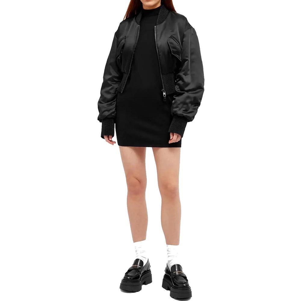 Veste bomber en acétate noire de Dolce & Gabbana, style élégant avec détails modernes et finition raffinée.