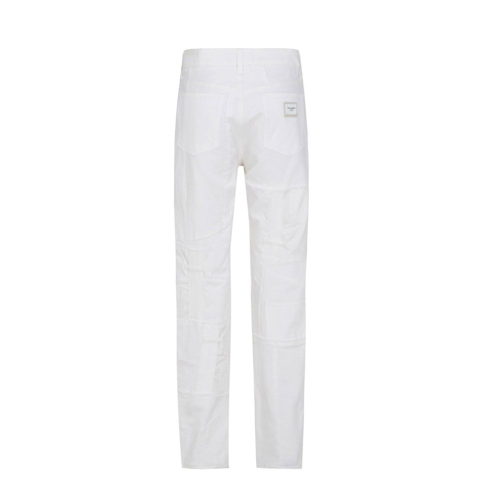 Pantalons cargo en coton blanc de Dolce & Gabbana, style décontracté avec poches latérales, pour homme.