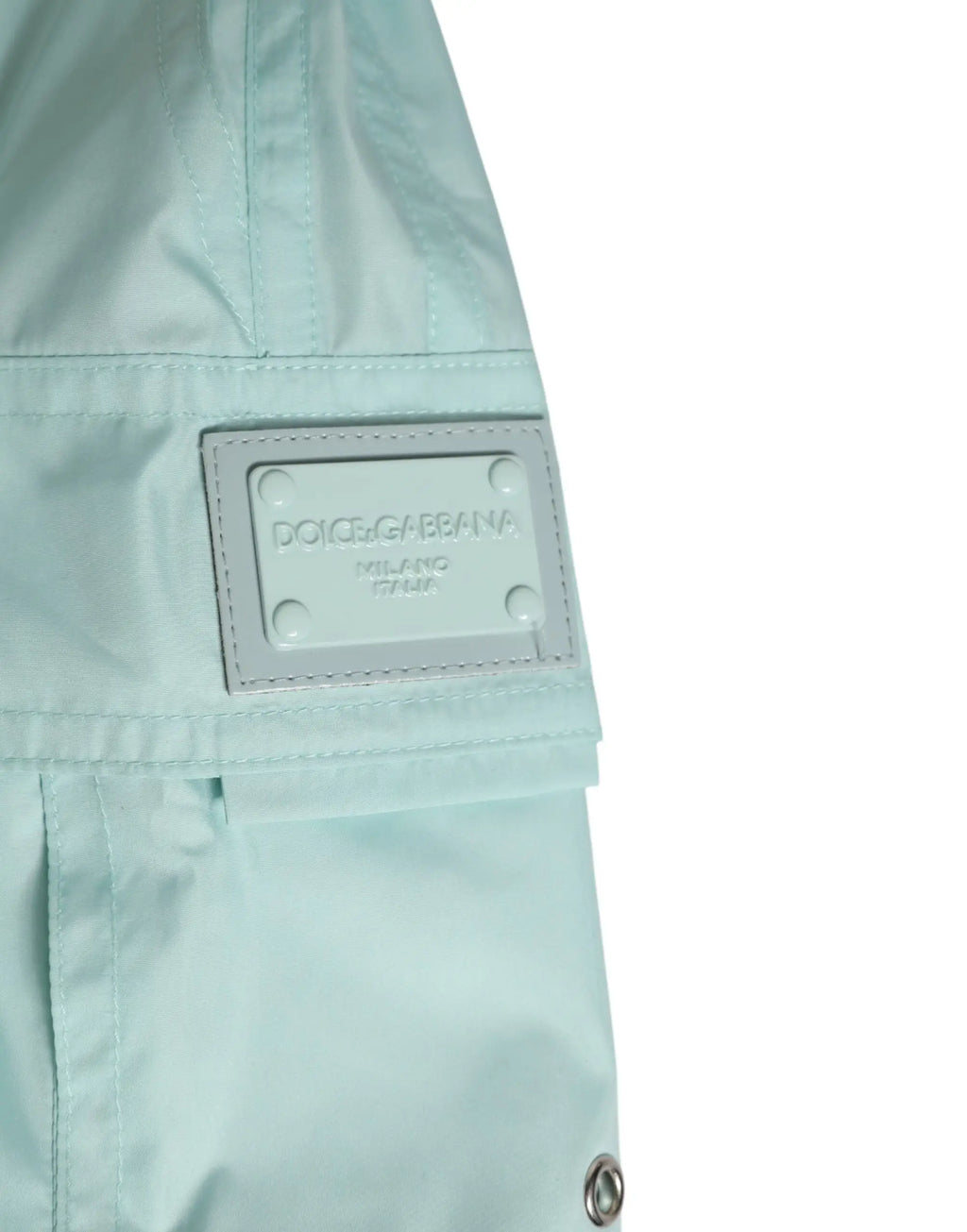 Short de bain dolce & gabbana aqua bleu en polyester vert menthe avec un patch gris logo milano sur le dos