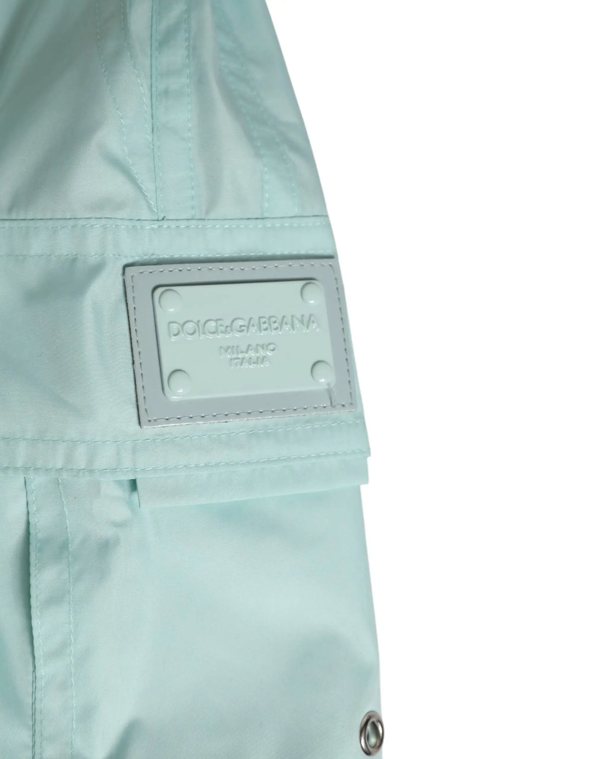 Short de bain dolce & gabbana aqua bleu en polyester vert menthe avec un patch gris logo milano sur le dos