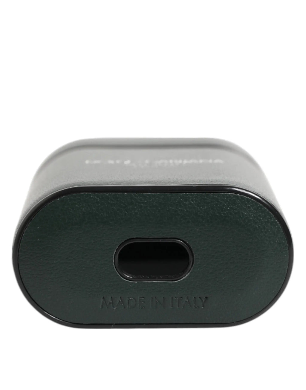 Étui de charge mat vert foncé dolce gabbana en cuir de veau made in italy avec port usb-c vue arrière