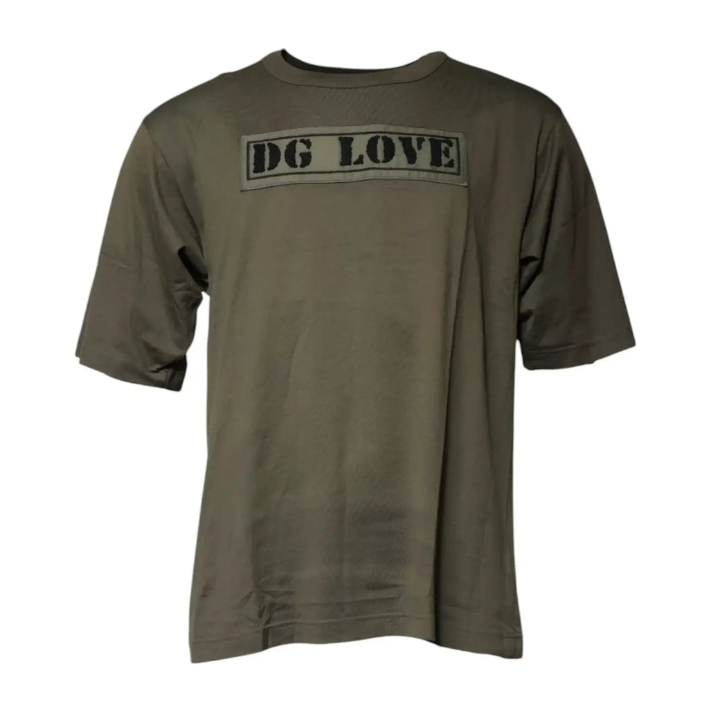 T-shirt dolce & gabbana vert olive en coton avec col rond et impression dg love en lettres noires