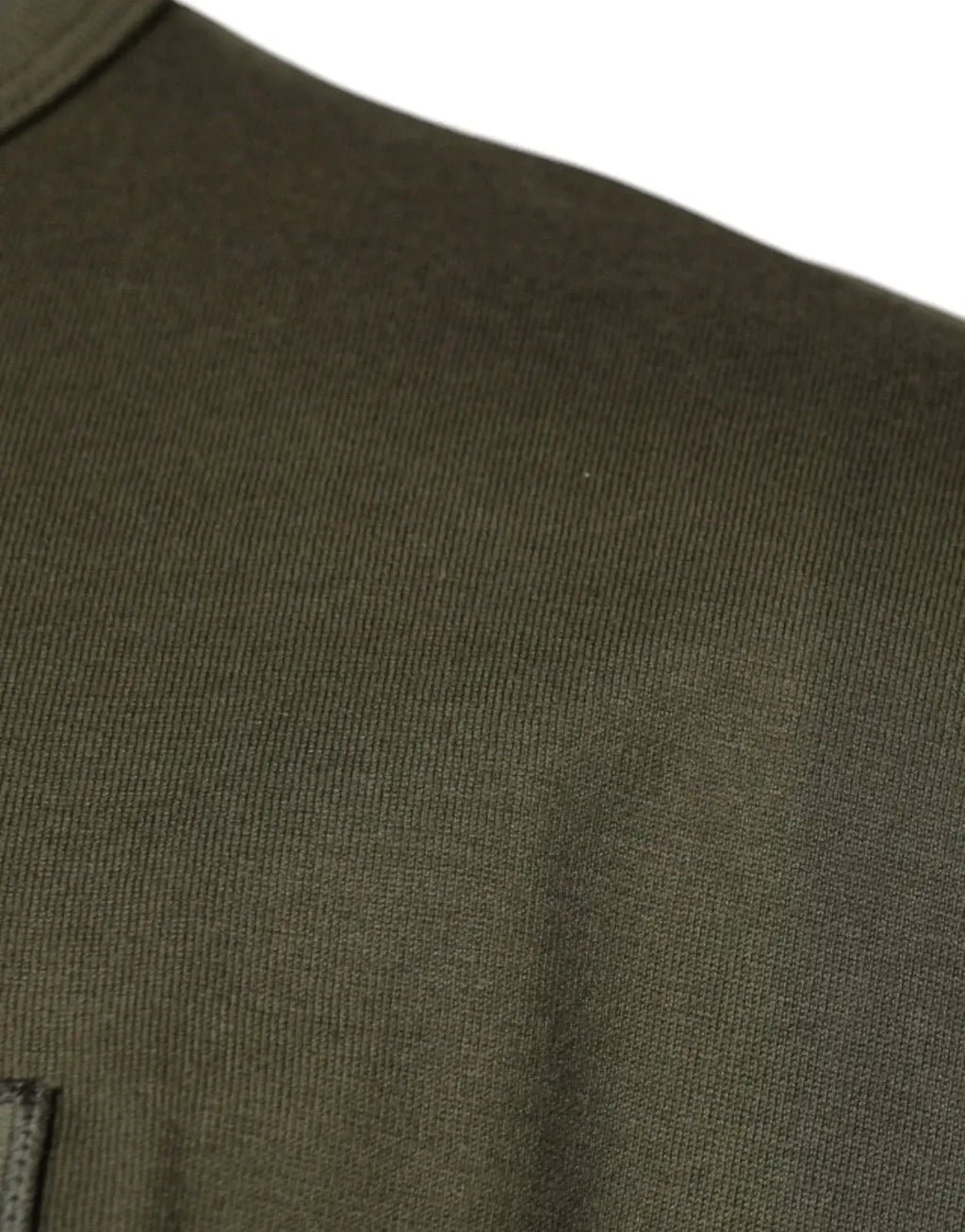 Olive green ribbed knit cotton t-shirt with subtle texture and small lower left pocket by dolce & gabbana