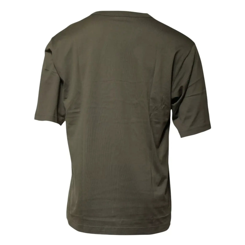 T-shirt olive vert court dolce & gabbana en coton avec col crew côtelé et texture verticale subtile