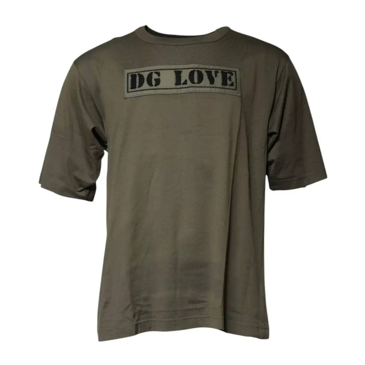 T-shirt dolce & gabbana vert olive en coton avec manches courtes et impression dg love noire en lettres majuscules