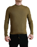 Pull-over dolce & gabbana vert olive en viscose avec col roulé côtelé et manches longues