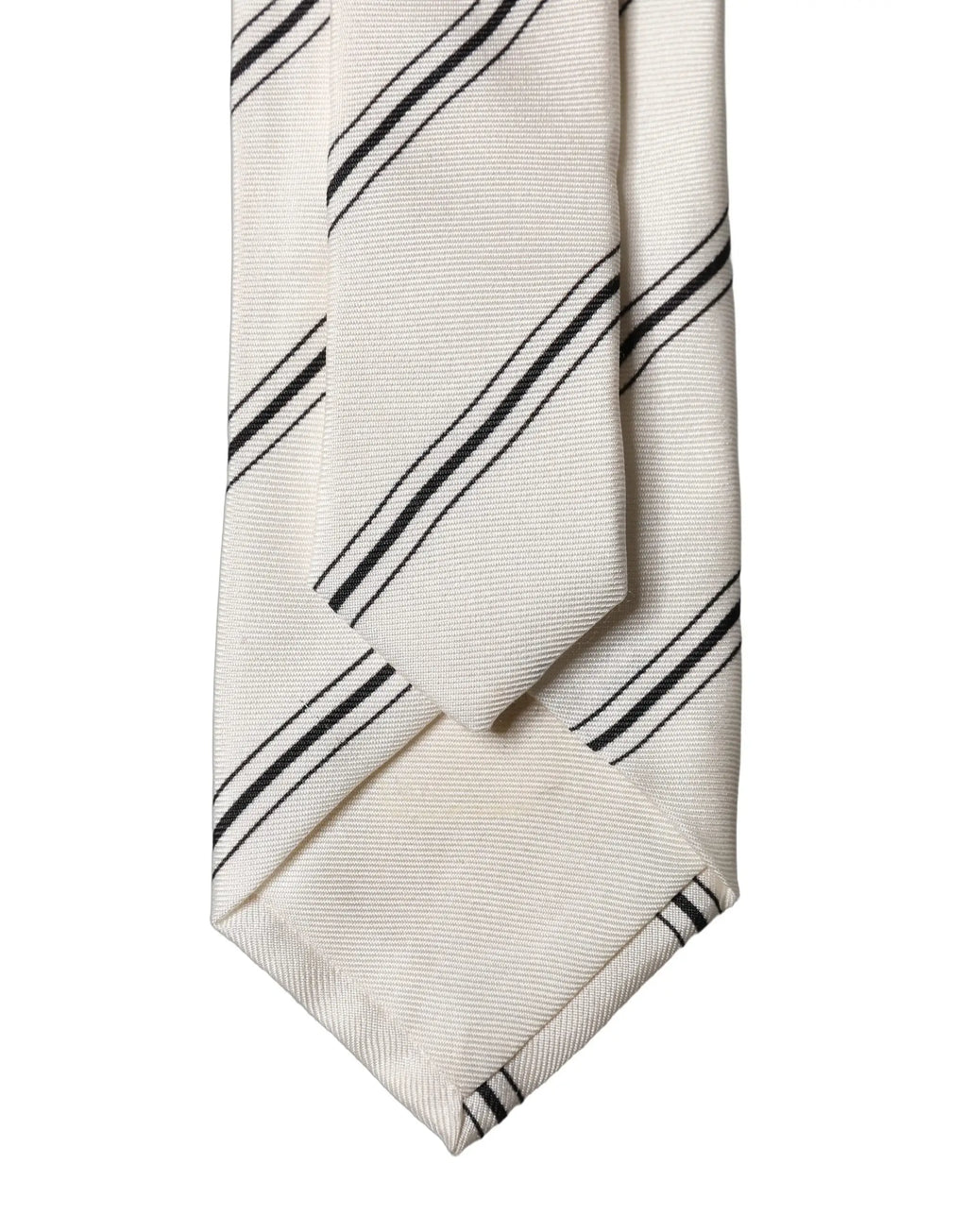 Une cravate homme ajustable beige dolce & gabbana en soie 100 % avec larges rayures diagonales noires