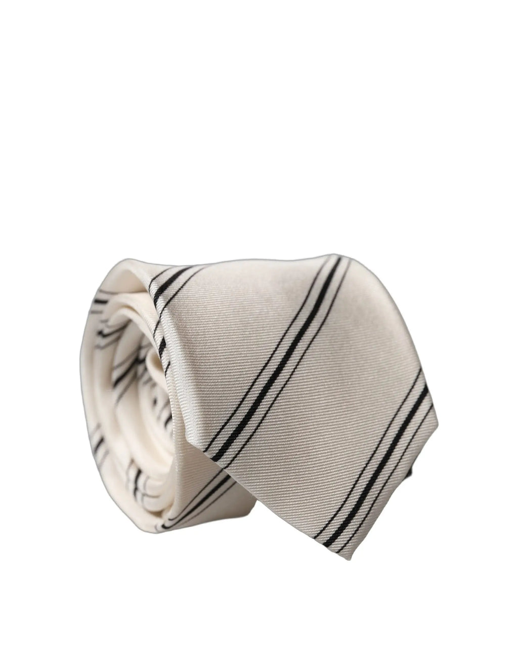 Cravate homme dolce & gabbana beige à fines rayures noires en soie 100 % ajustable