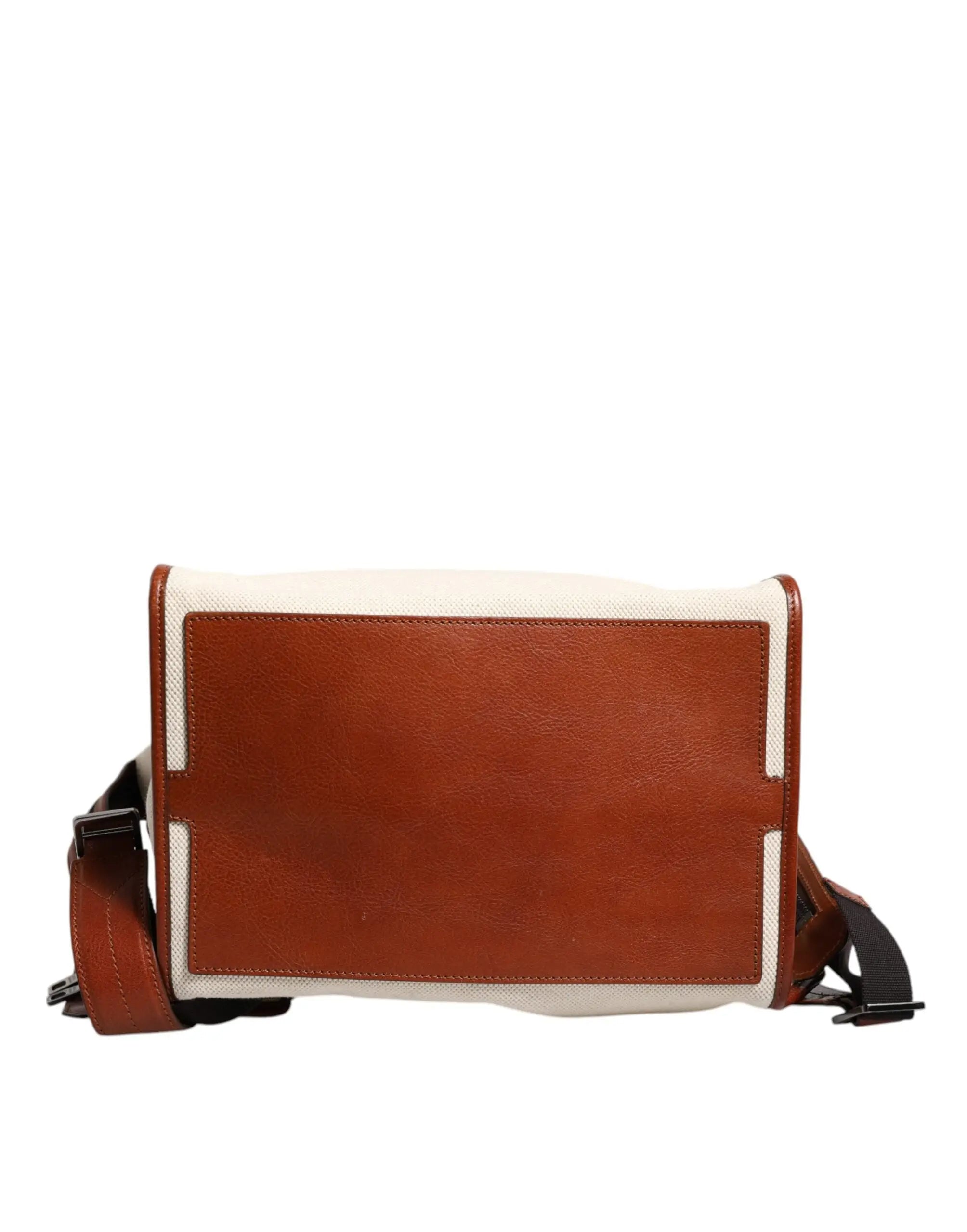 Sac à dos dolce & gabbana beige marron en toile avec accents en cuir edge pour homme