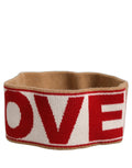 Dolce & gabbana beige bandeau en cachemire tricot avec interieur beige et motif love rouge et blanc