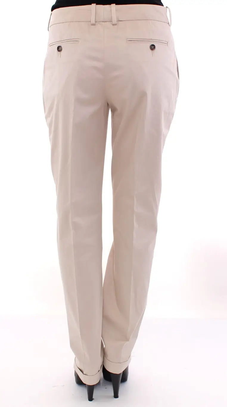 Dolce & Gabbana beige chino en coton coupe ajustée vue arrière avec poches arrière boutonnées