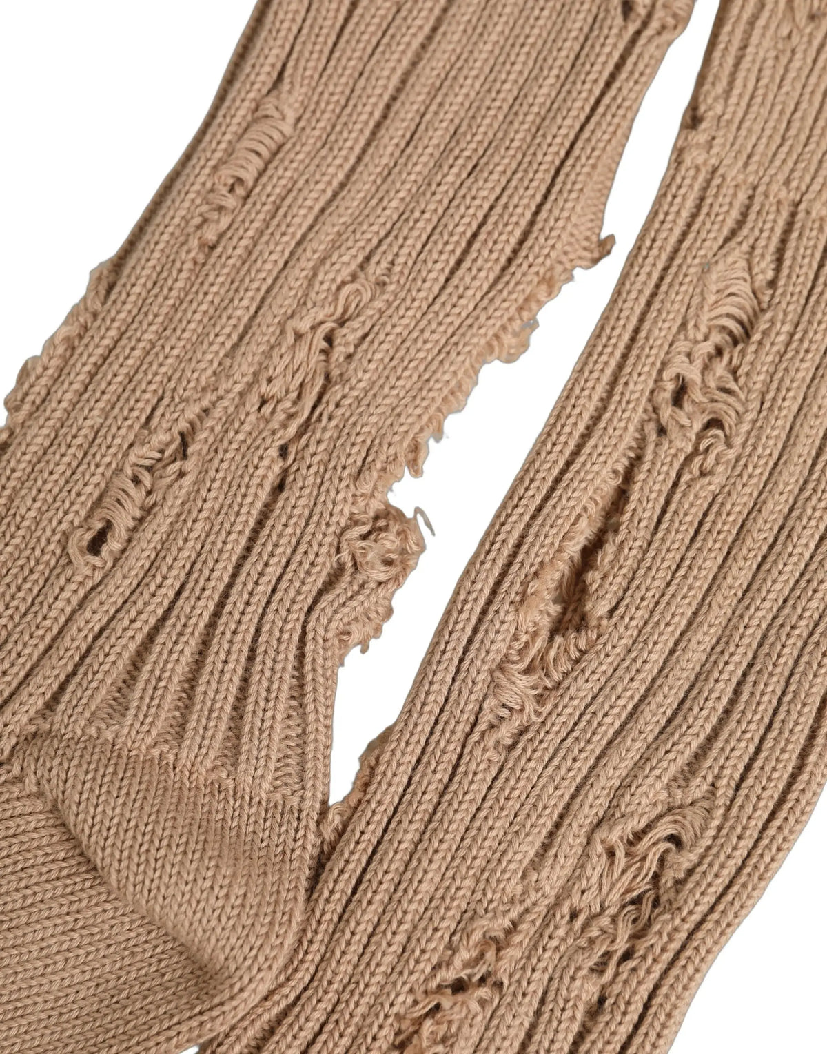 Chaussettes mi-mollet en coton beige dolce gabbana avec effet usé et trous effilochés sur les côtés
