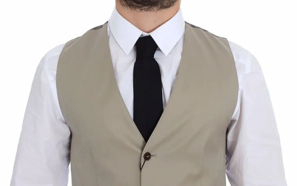 Beige gilet en laine dolce & gabbana avec fermeture bouton unique et coupe ajustée en coton