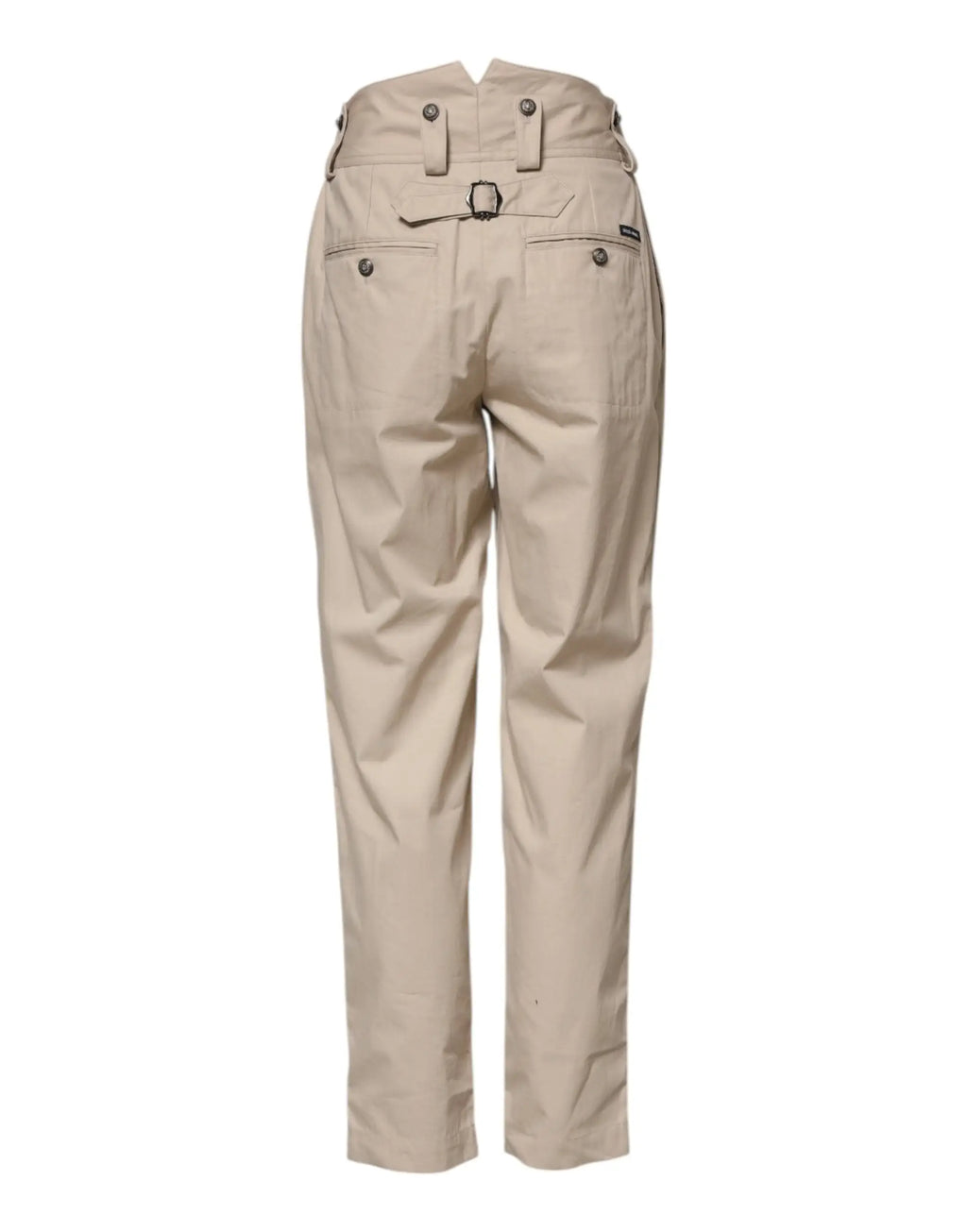Pantalon beige en coton dolce gabbana taille haute avec passants de ceinture et deux poches avant
