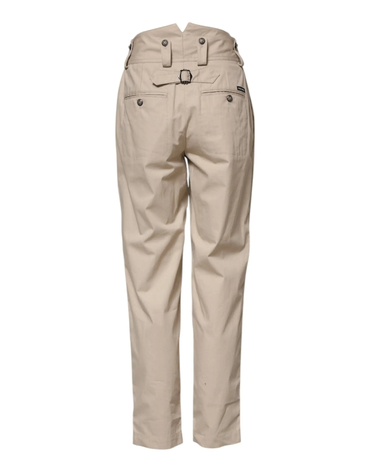 Pantalon beige en coton dolce gabbana taille haute avec passants de ceinture et deux poches avant