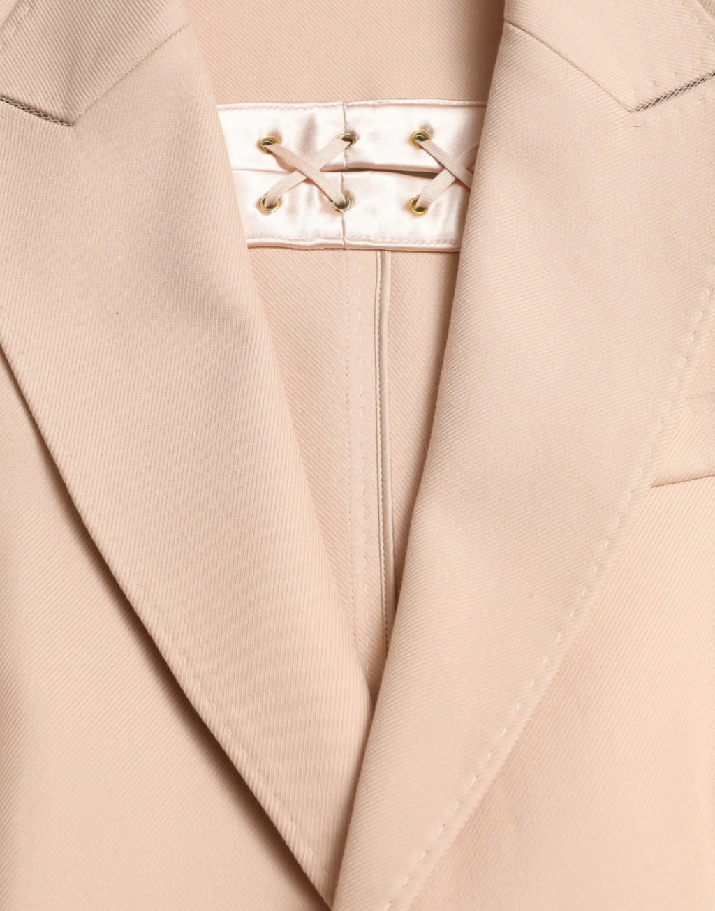 Blazer beige dolce & gabbana en coton avec détail lacé en satin blanc au dos