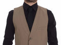 Dolce gabbana beige coton gilet homme slim fit avec fermeture bouton unique et poche passepoilée tailored