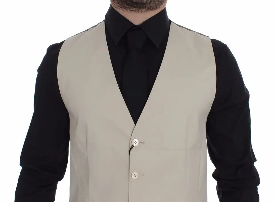 Beige dolce & gabbana coton stretch veste blazer cintrée à deux boutons élégante et ajustée