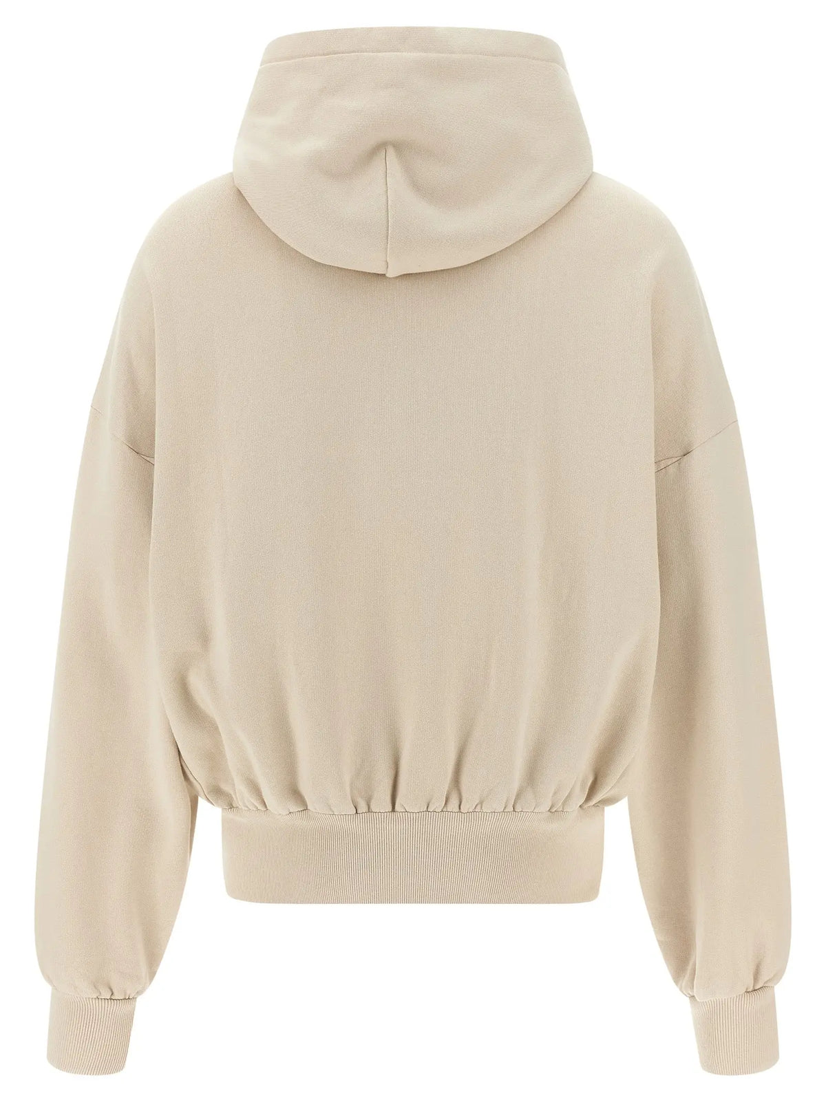 Beige dolce & gabbana coton sweatshirt à coupe courte avec poignets et ourlet côtelés en tissu doux et coupe décontractée