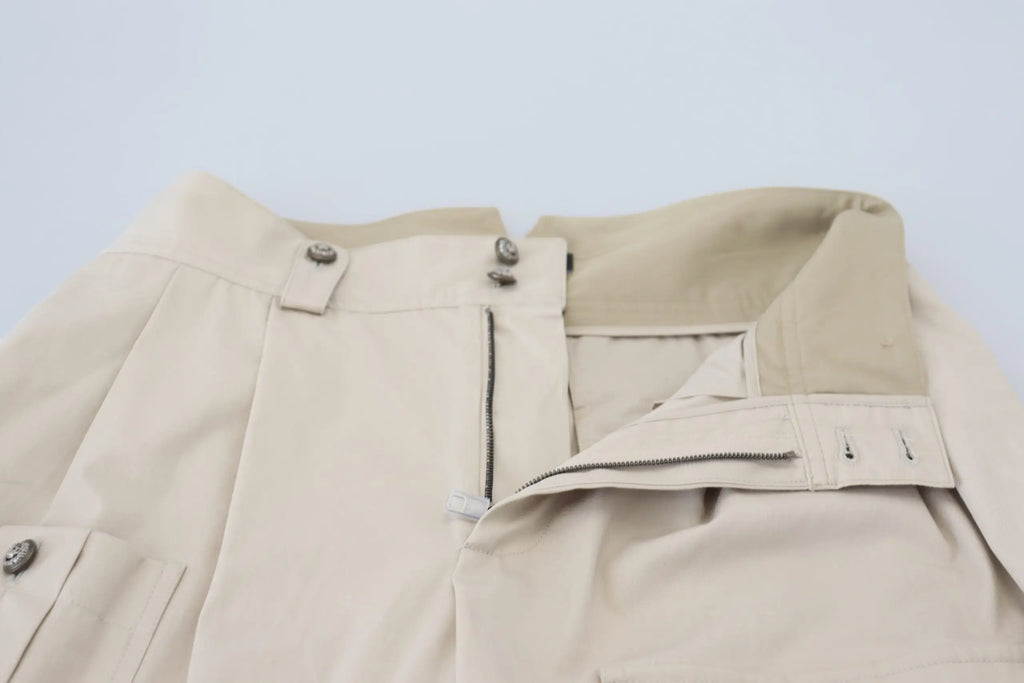 Pantalon cargo beige en coton pour femme dolce gabbana avec fermeture bouton et zip poches à rabat ceintures