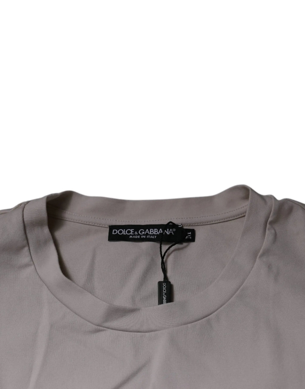 T-shirt dolce & gabbana beige en coton doux avec logo dg imprimé et col rond classique manches courtes