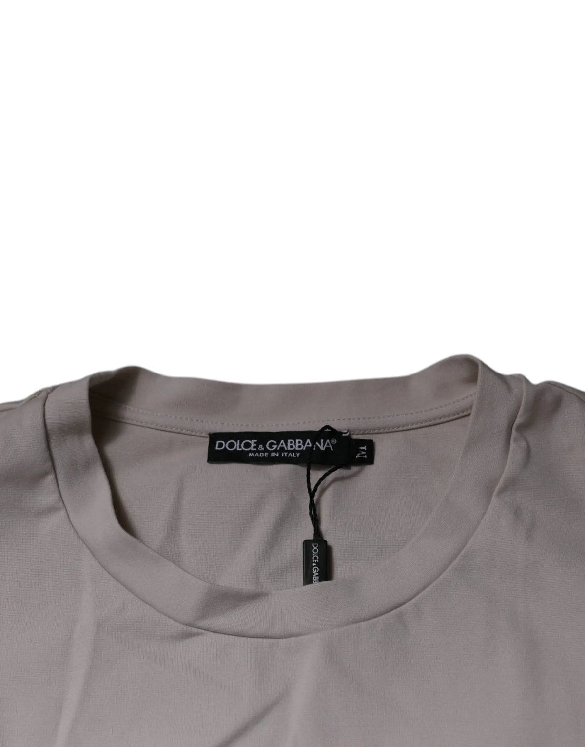 T-shirt dolce & gabbana beige en coton doux avec logo dg imprimé et col rond classique manches courtes
