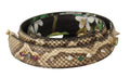Dolce & gabbana beige strap en cuir exotique à texture serpent avec cristaux colorés et clous métalliques