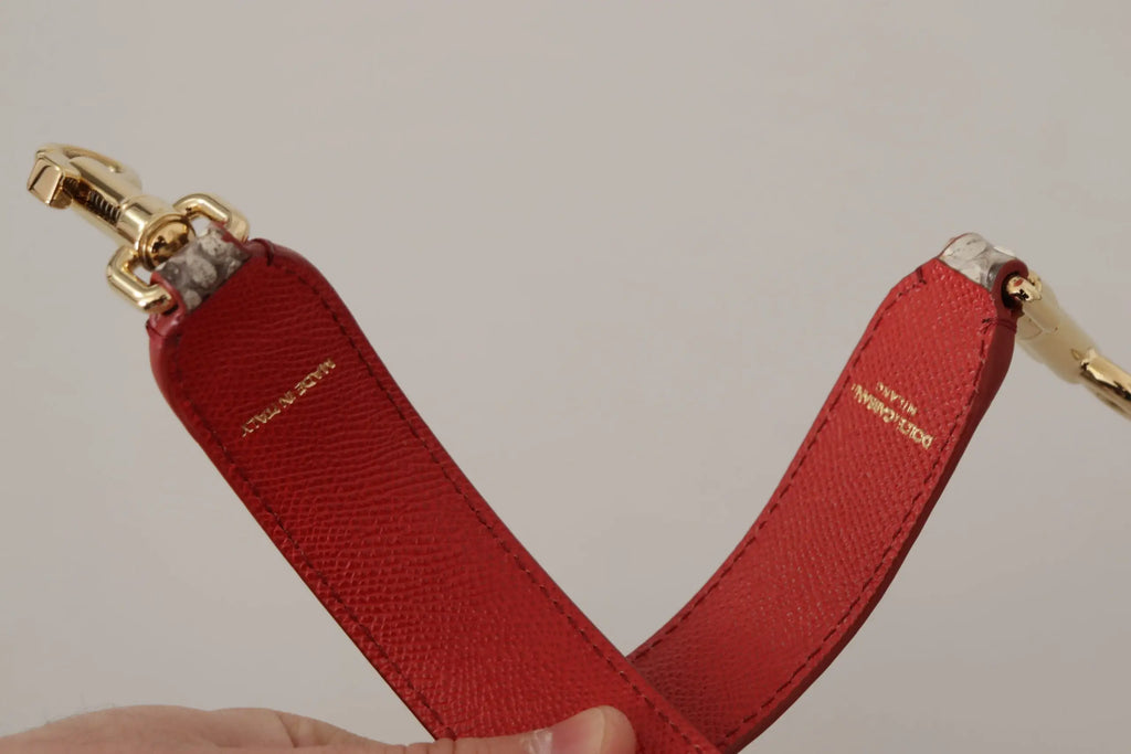 Red leather shoulder strap for dolce & gabbana beige exotic leather studded shoulder strap with gold-tone hardware and embossed branding