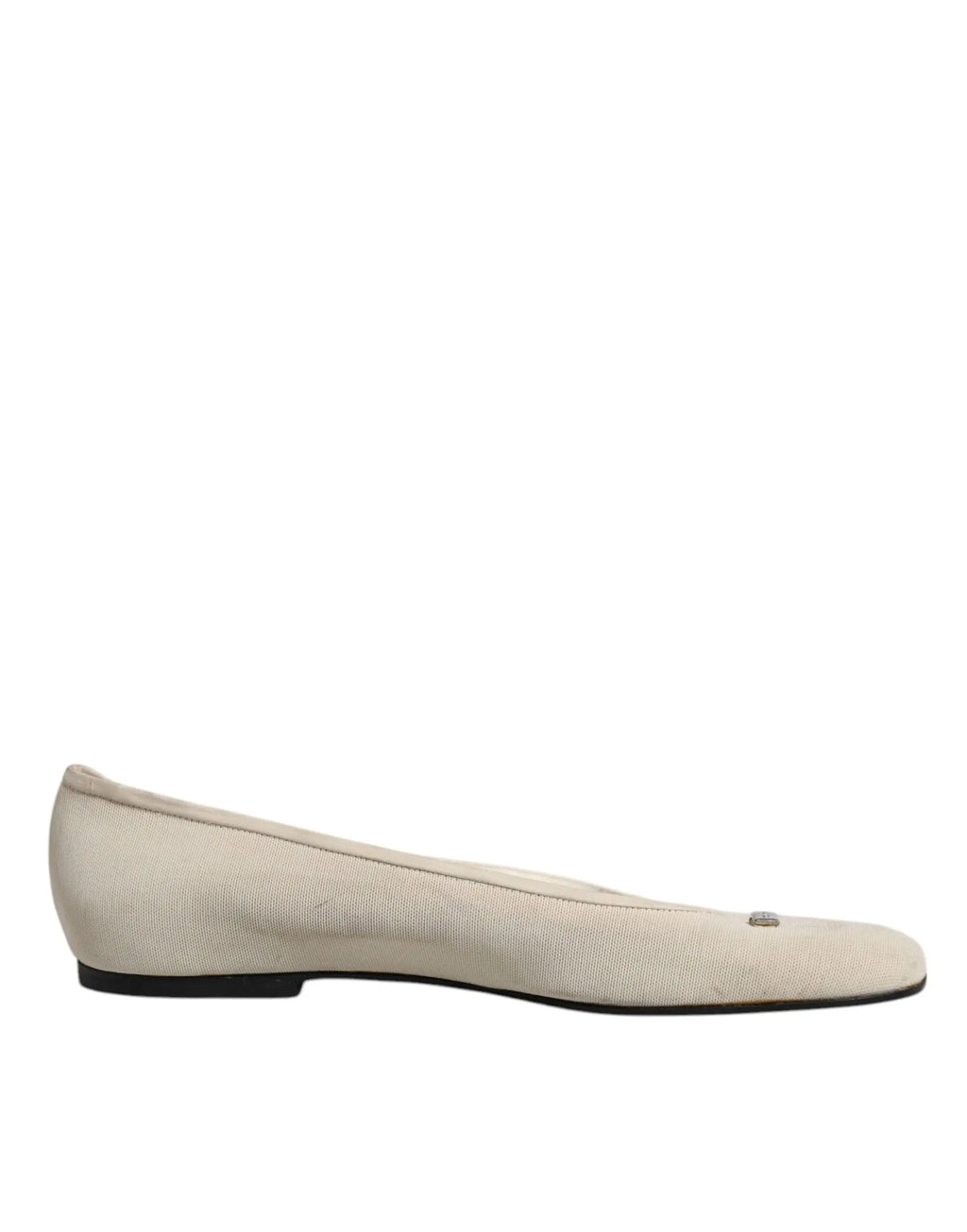 Ballerines slip on beige en toile dolce & gabbana avec accent métallique subtil sur le bout
