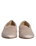 Beige satin loafers with a sleek minimalist design and subtle sheen by dolce & gabbana