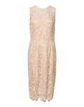 Robe droite sans manches beige dolce & gabbana en dentelle florale avec motif délicat et ourlet festonné au genou