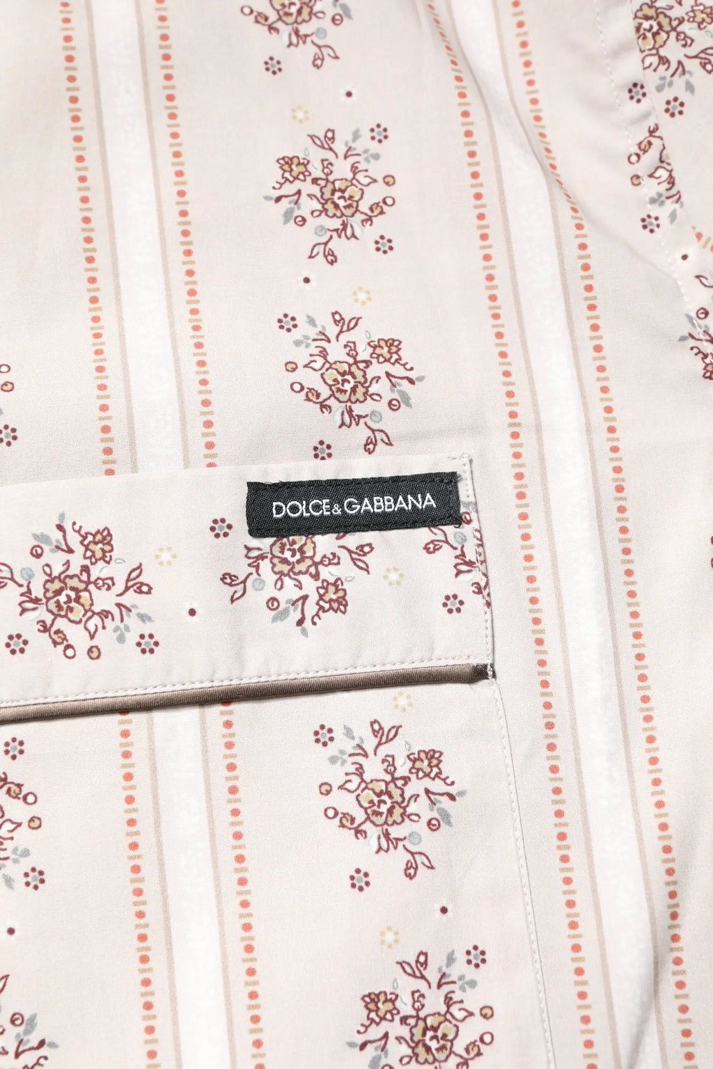 Veste dolce & gabbana crème délicate en coton avec motif floral doux rose et vert, tenue de nuit pour homme