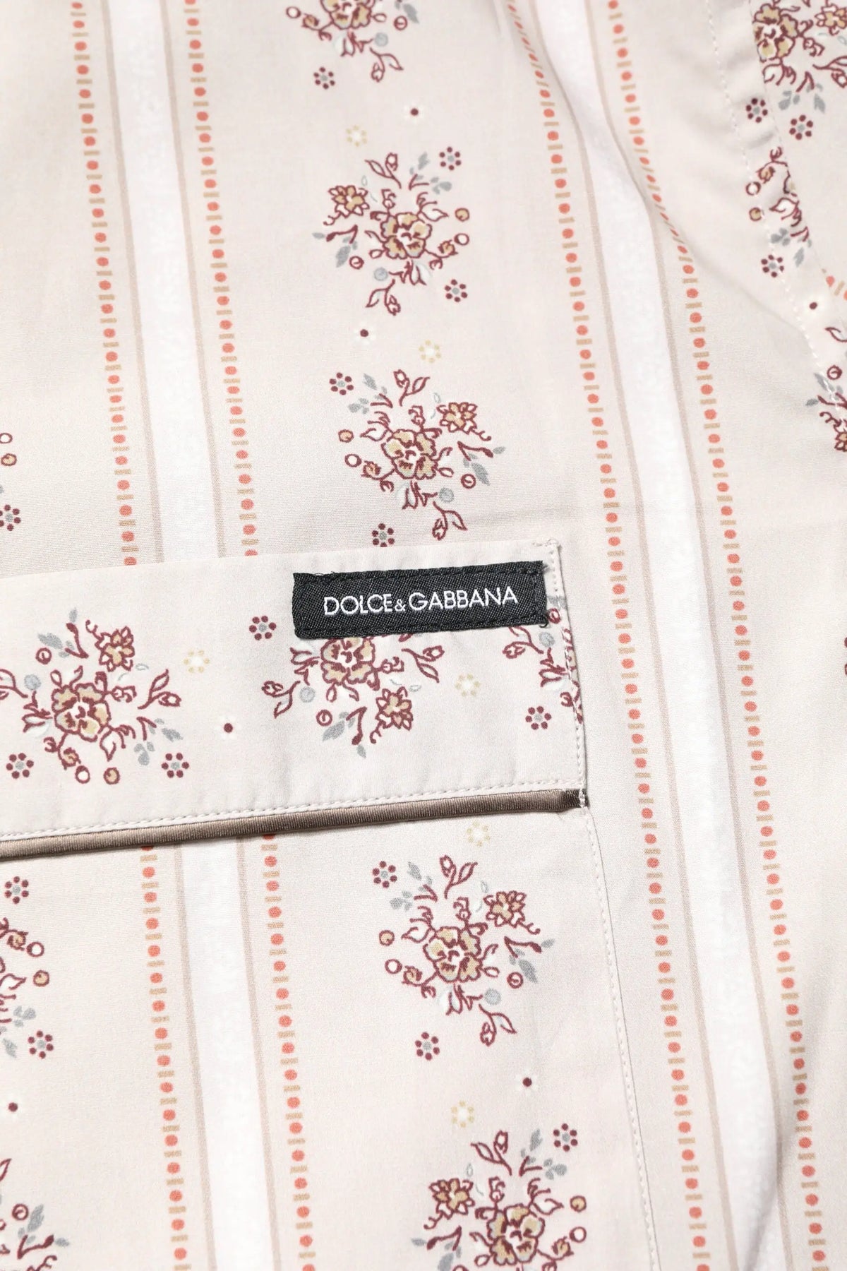 Veste dolce & gabbana crème délicate en coton avec motif floral doux rose et vert, tenue de nuit pour homme