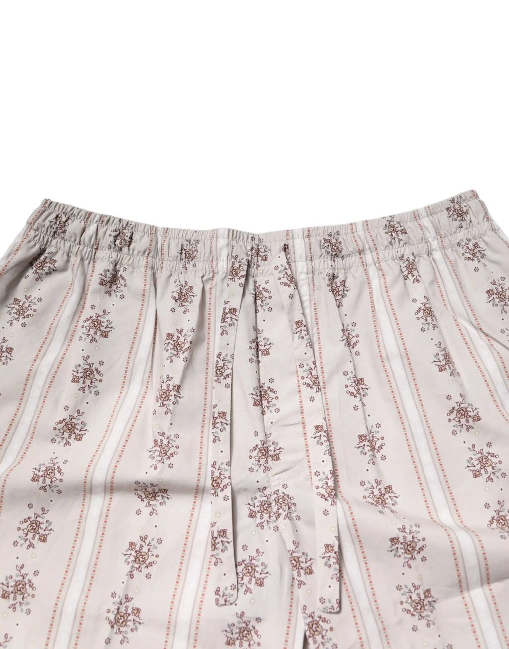 Pantalon de pyjama beige dolce & gabbana en coton avec motif floral délicat rose et marron et rayures verticales